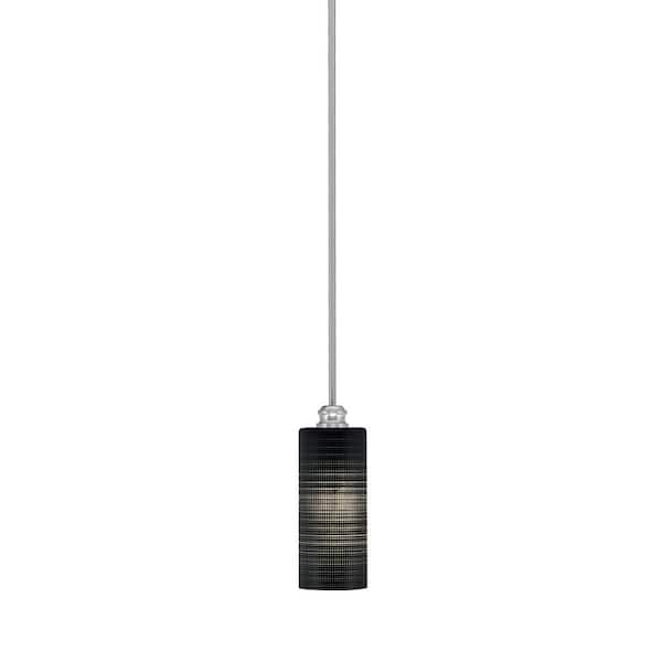 Unbranded Albany 60-Watt 1-Light Brushed Nickel Pendant Mini Pendant Light Black Matrix Glass and Light Bulb Not Included