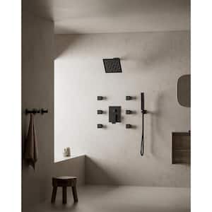 10 in. 3-Spray Wall Mount Dual Shower Head and Handheld Shower 2.5 GPM with 6-Jets in Matte Black (Valve Included)