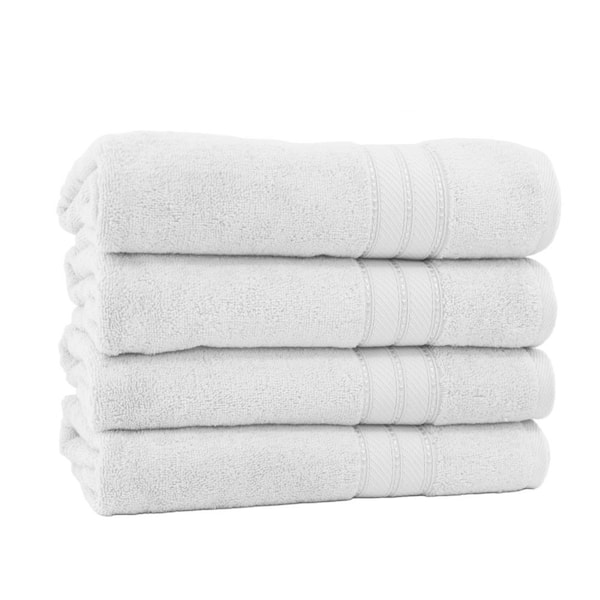 MODERN THREADS Spunloft 4-Piece White Solid Cotton Bath Sheet Set