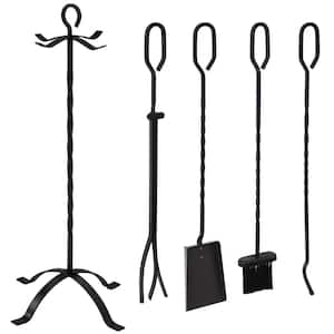 Steel 5-Piece Fireplace Tool Set with Stand