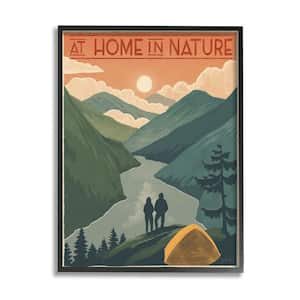 Home In Nature Phrase Camping Tent Mountain By Janelle Penner Framed Print Typography Texturized Art 24 in. x 30 in.