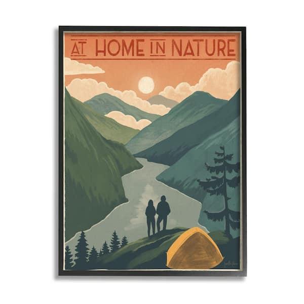 Stupell Industries Home In Nature Phrase Camping Tent Mountain By Janelle Penner Framed Print Typography Texturized Art 11 in. x 14 in.