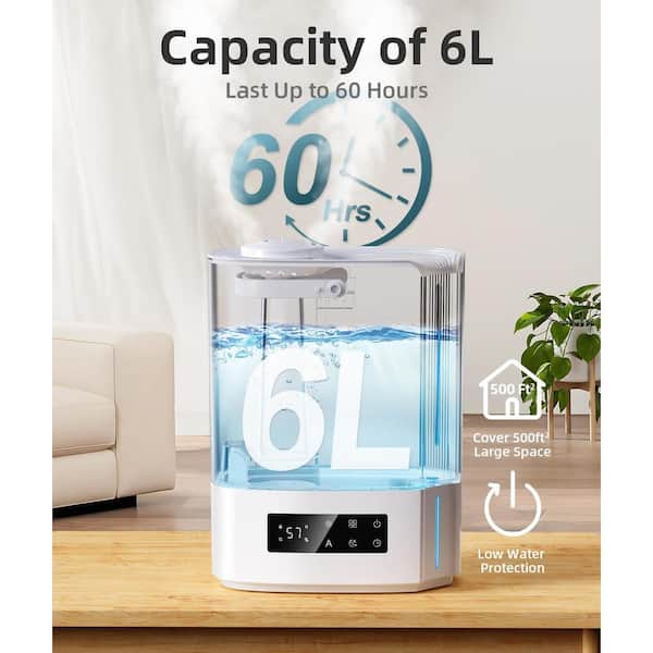 1.6 Gallon Ultrasonic Cool Mist Top Fill Humidifier for Large Rooms - The Home Depot