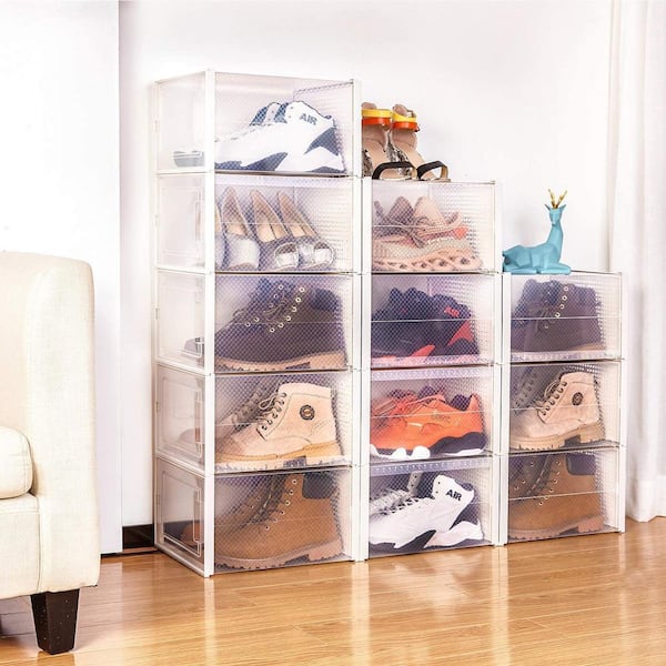 1pc PMMA Shoe Storage Box, Minimalist Clear Foldable Shoe Box For Home