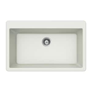 Quartztone Drop-In Granite Composite 33 in. Single Bowl Kitchen Sink in Cloud