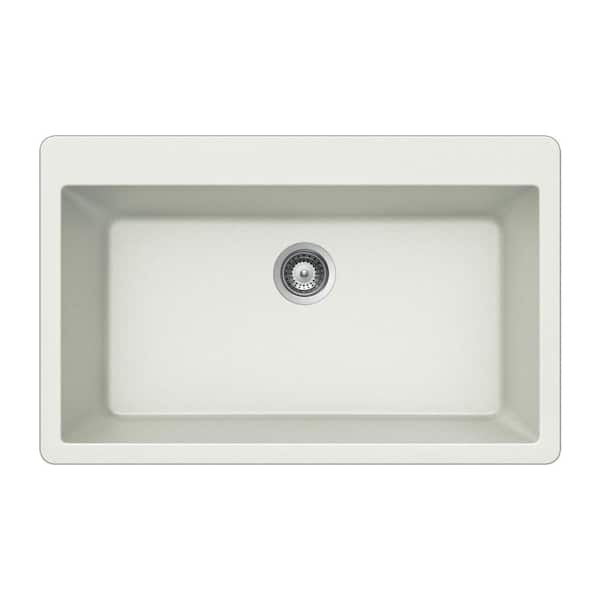 HOUZER Quartztone Drop-In Granite Composite 33 in. Single Bowl Kitchen Sink in Cloud