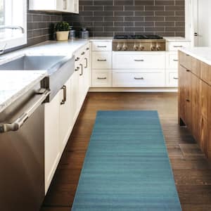 Solid Blue 2.5 ft. x 7 ft. Machine Washable Runner Rug