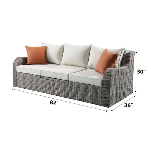 Acme Furniture Salena Gray 3-Piece Wicker Outdoor Patio Sectional