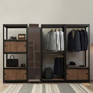 Kepsuul 31.50 in. W x 15.75 in. D x 76.75 in. H Black Clothing Rack + 1 Shelf Wood Closet System