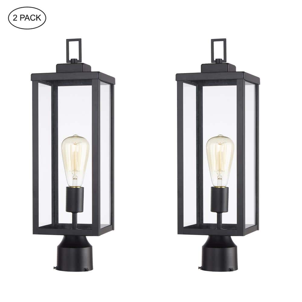 1-light 20.35 in. Black Metal Hardwired Outdoor weather resistant Post Light Set with no bulb Included （2 Pack） price history on PriceWatchPro
