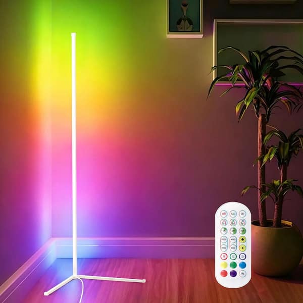 colorUp インテリアライト GUPUP 56 in. White L-Shaped Smart Dimmable Standard Floor Lamp for