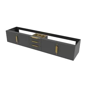 Alpine 83.5 in. W x 18.75 in. D x 14.25 in. H Single Sink Bath Vanity Cabinet without Top in Matte Black with Gold Trim