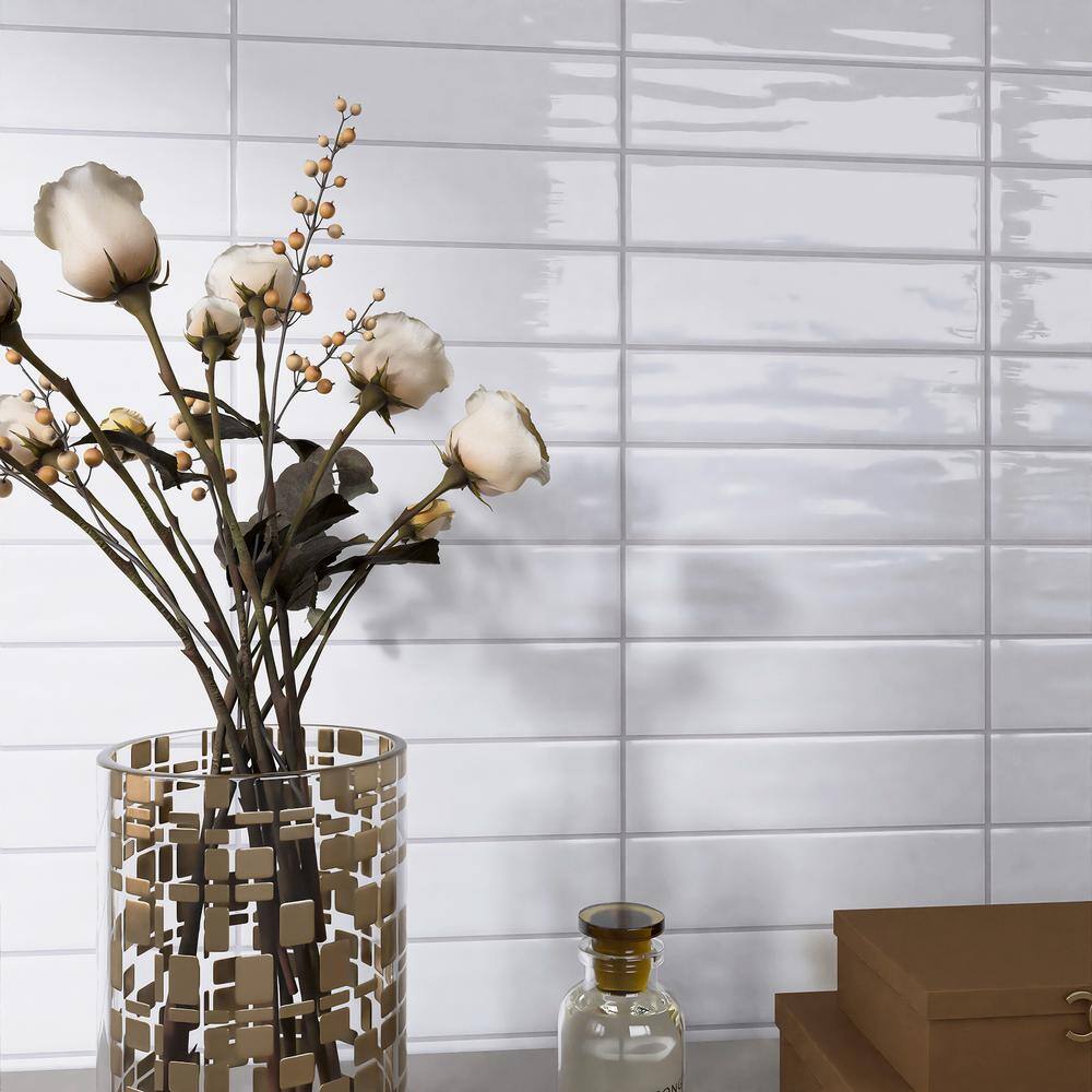White Glossy Ceramic 3x12 Subway Wall Tile