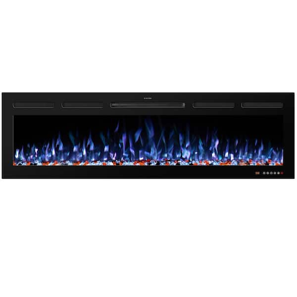 Prismaster ...keeps your home stylish 60 in. Smart Electric Fireplace Inserts Recessed and Wall Mounted Fireplace with Remote in Black