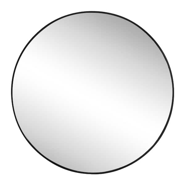 Eclipse 30 in. W x 30 in. H Large Circle Aluminum Alloy Framed Wall Mounted Mirror, Black