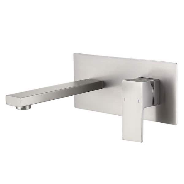 AIMADI Single Handle Wall Mounted Bathroom Faucet Modern Brass 2-Hole Bathroom Basin Taps in Brushed Nickel
