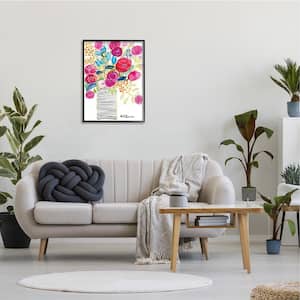 24 in. x 30 in. "Pink and Blue Flower Drawing" by Penny Lane Publishing Framed Wall Art