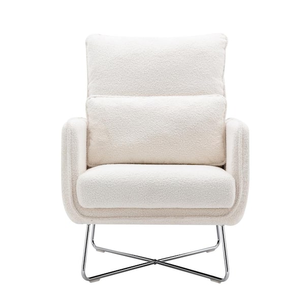 Utopia 4niture Cindy White Altay Velvet Side Chair with Lumbar Pillow