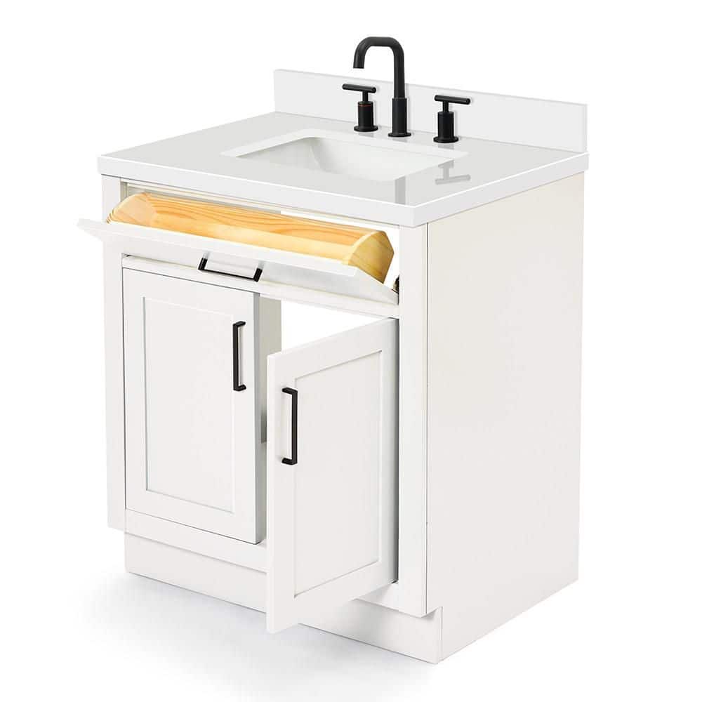 Hepburn 31" White Hardwood Freestanding Single Vanity Set