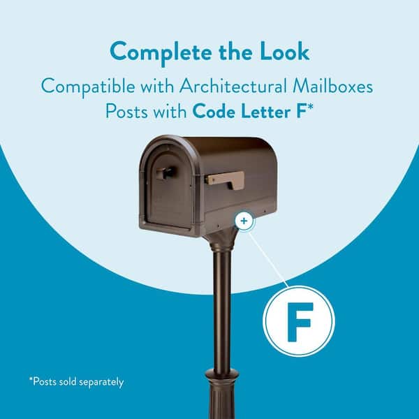 Roxbury Rubbed Bronze, Large, Steel, Post Mount Mailbox with Premium Cast Aluminum Knob and Champagne Flag