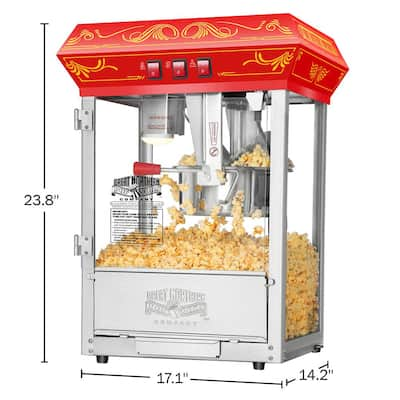 FunTime FT860CR 8oz Premium Red/Gold Popcorn Popper Machine Maker Cart  Vintage