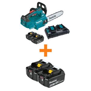 LXT 14 in. 18V X2 (36V) Brushless Top Handle Electric Battery Chainsaw Kit (5.0Ah) with bonus 18V LXT 5.0 Ah (2-Pk)