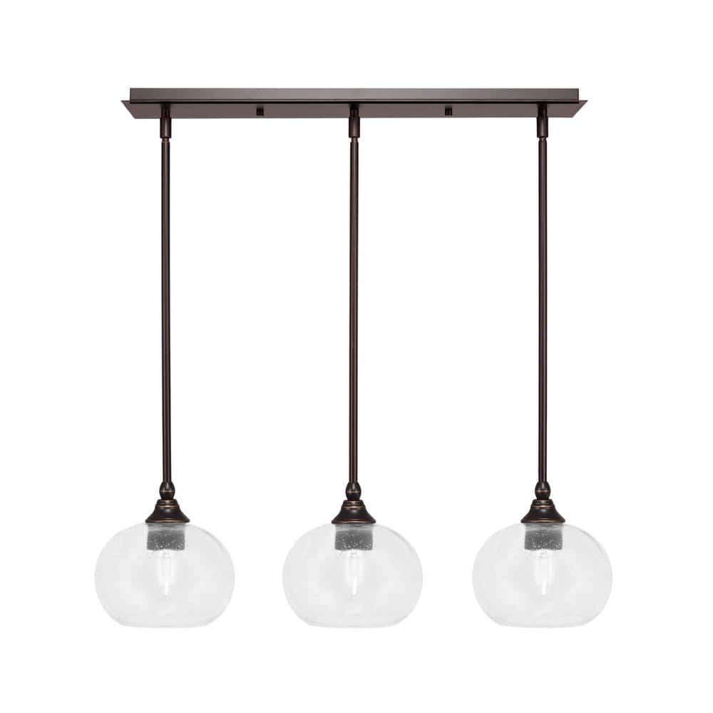 Livingston 100-Watt 3-Light Dark Granite Shaded Pendant Light with 7 in. Cl