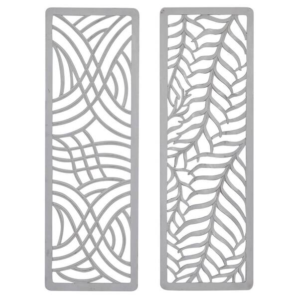 Litton Lane Wood Light Gray Handmade Intricately Carved Leaf Wall Decor