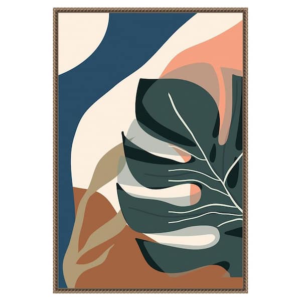 Amanti Art Boho Leaves III by Arctic Frame Canvas 1-Piece Floater Frame Canvas Giclee Abstract Art Print 33 in. x 23 in.