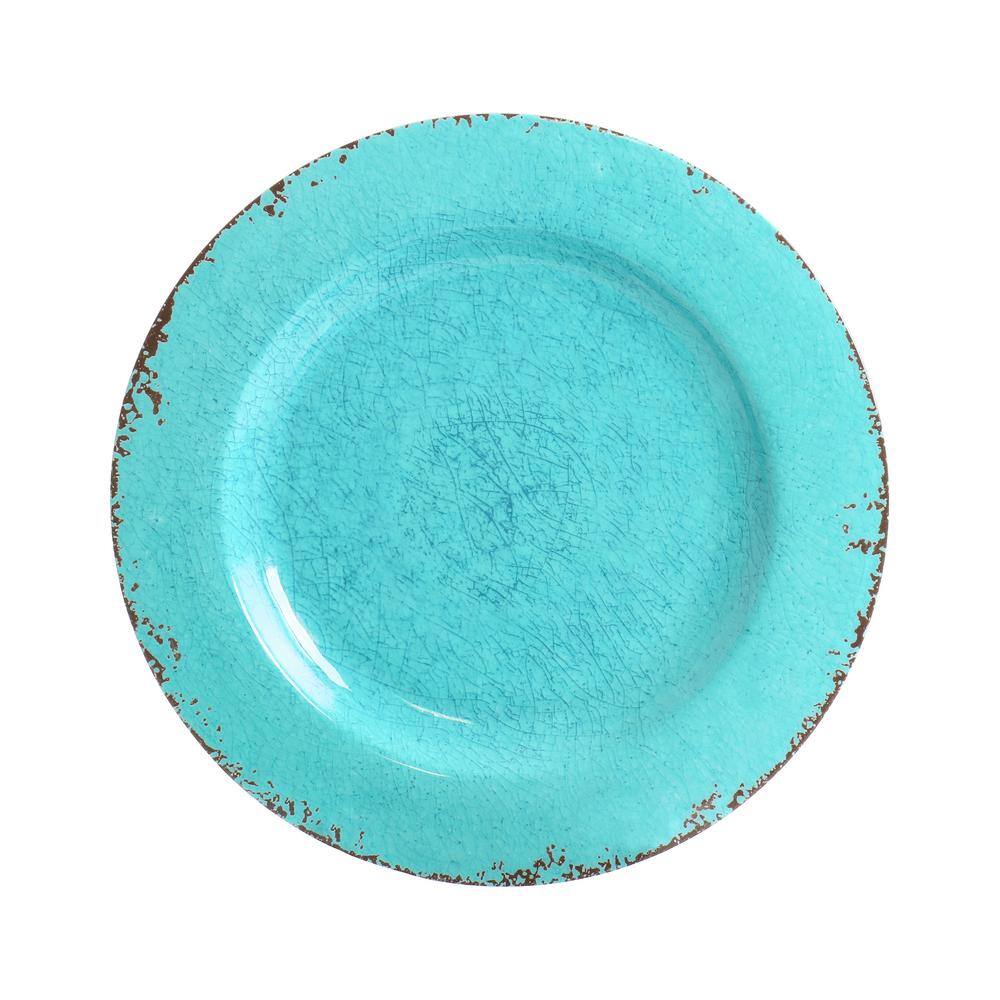 Tiffany Blue Distressed Melamine 12-Piece Dinnerware Set