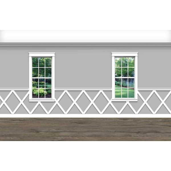 Ornamental Mouldings .75 in. D x 40 in. W x 92 in. L Unfinished Aspen Wood Charlie Wainscot Kit Panel Moulding