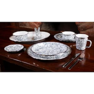 Grey Swirl 5.75 in. Enamelware Round Bread and Butter Plate Set of 4