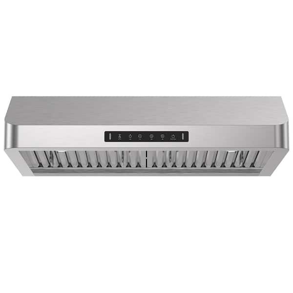 30 in. 600CFM Ducted Under Cabinet Range Hood in Stainless Steel in Low Noise with 3-Way Venting and LED Lights