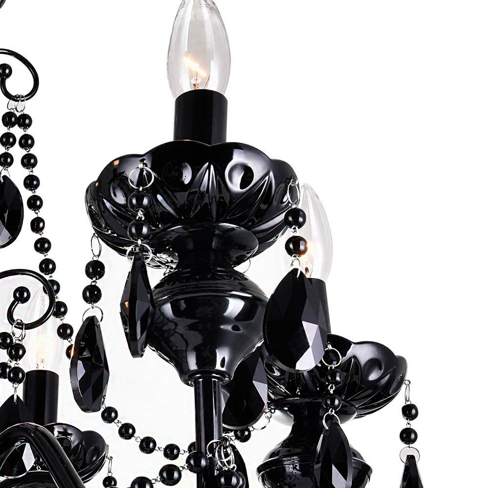 Keen 9-Light Black Crystal Candelabra Chandelier