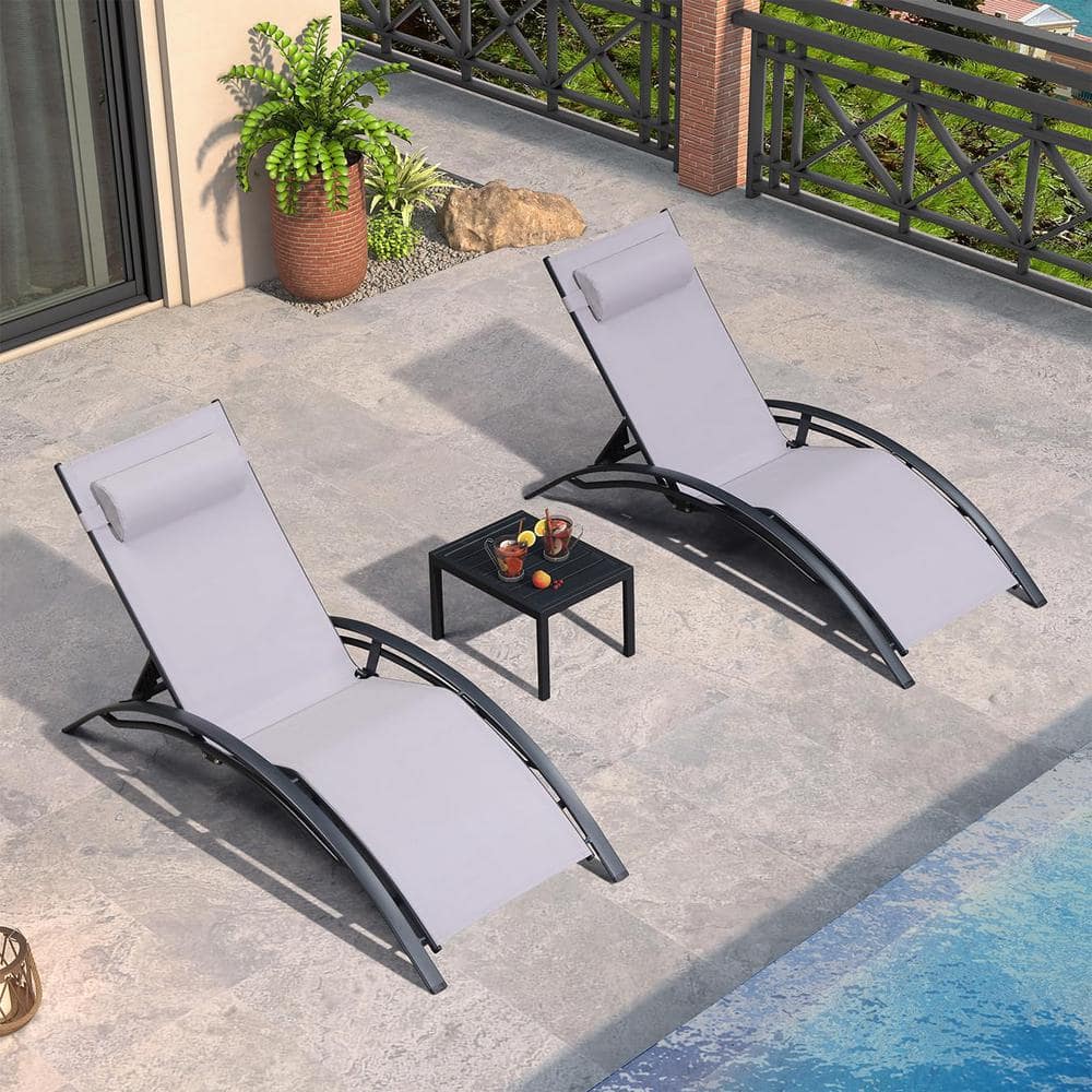 PURPLE LEAF Patio Chaise Lounge Set Outdoor Beach Pool Sunbathing Lawn ...