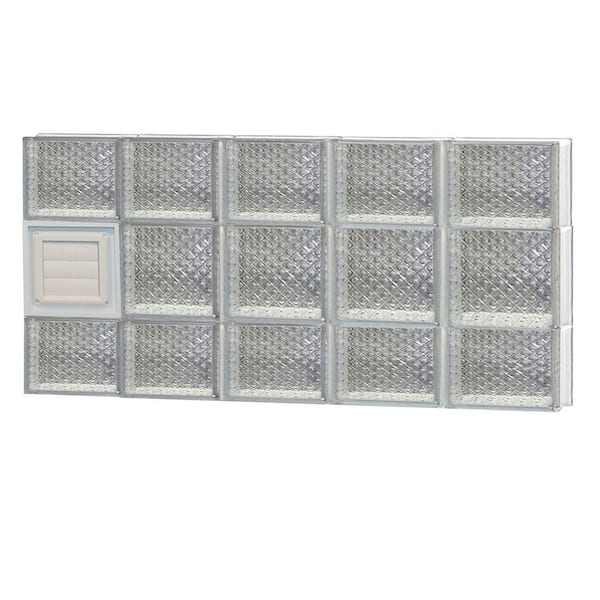 Clearly Secure 38.75 in. x 19.25 in. x 3.125 in. Frameless Diamond Pattern Glass Block Window with Dryer Vent