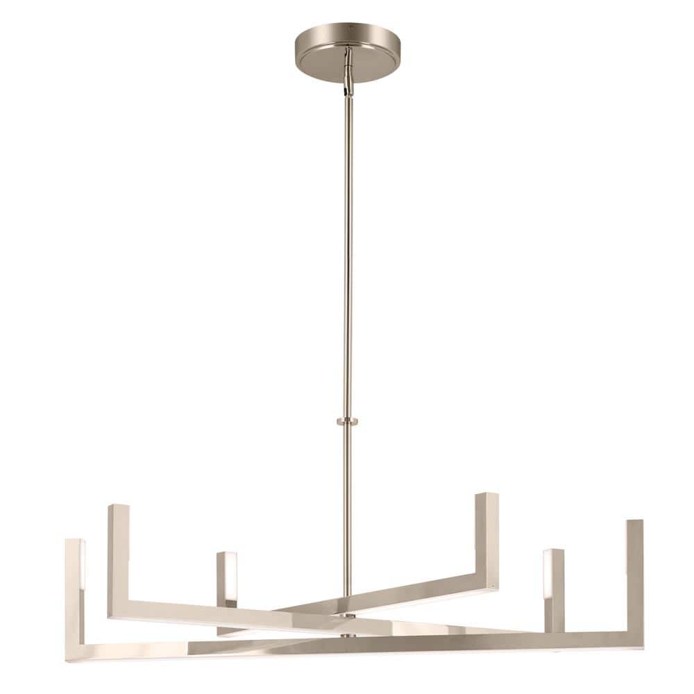 Priam 38 in. 6-Light Integrated LED Polished Nickel Modern Statement Chandelier for Dining Room price history on PriceWatchPro