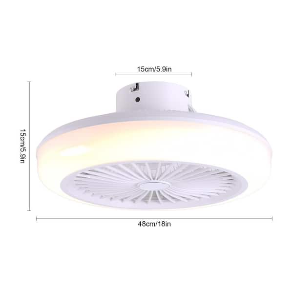 OUKANING 18 in. Integrated LED Indoor White Modern 3-Speed RGB