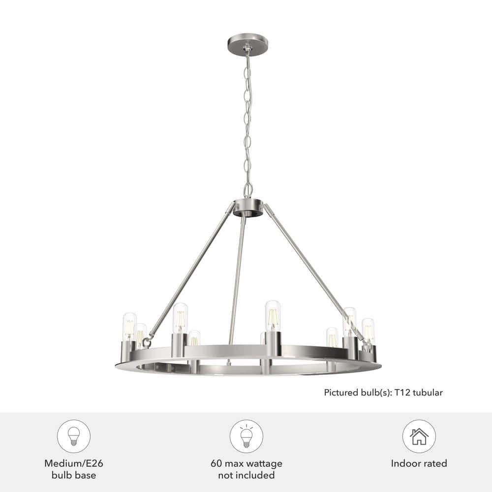 Brushed Nickel 30-Inch 9-Light Drum Chandelier