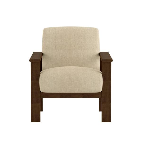 EVERGLADE HOME Amerllia Light Brown Fabric Upholstery Solid Wood Accent Chair