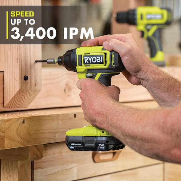 RYOBI ONE+ 18V Cordless 1/4 in. Impact Driver Kit with (2) 1.5 Ah Batteries, Charger, and Impact Rated Driving Kit (30-Piece)