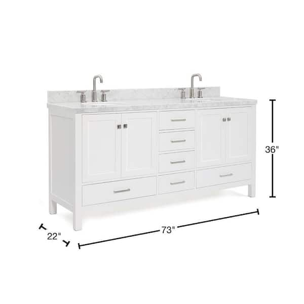  ARIEL Cambridge White Double Sink Bathroom Vanity 73