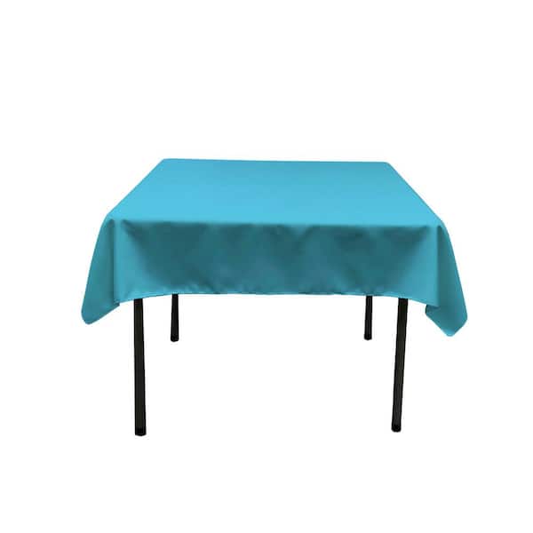 LA Linen 52 in. x 52 in. Dark Turquoise Polyester Poplin Square Tablecloth