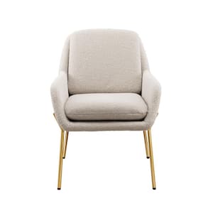 Cream/Gold Boucle Modern Glam Accent Chair