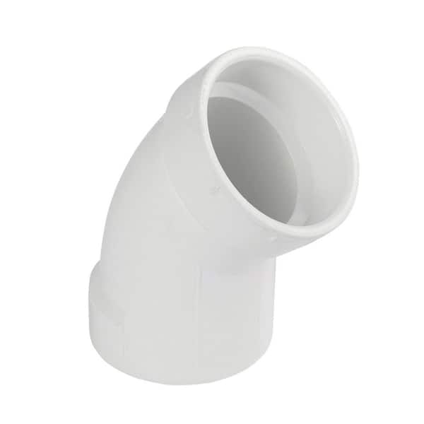 2 in. White Rigid PVC DWV 1/8 Bend 45° Elbow, Hub x Hub Fitting for Drain, Waste & Vent Systems, (50 Pack)