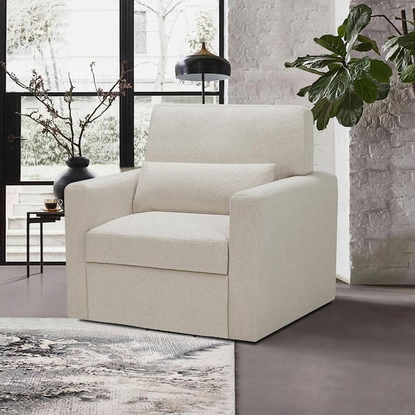 Lazzara Pegosa Beige Boucle Swivel Arm Chair