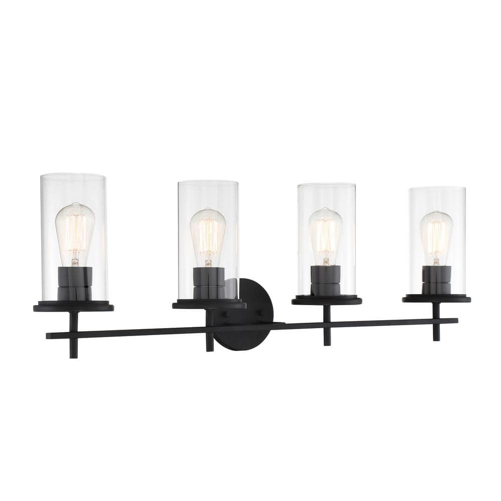 Haisley 32.25 in. 4-Lights Black Vanity Light with Clear Glass Shades price history on PriceWatchPro