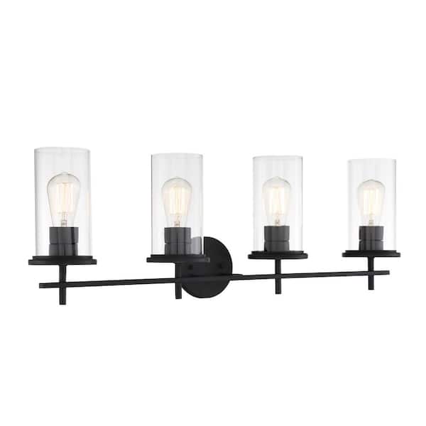 Minka Lavery Haisley 32.25 in. 4-Lights Black Vanity Light with Clear Glass Shades