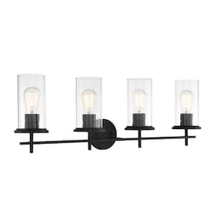 Haisley 32.25 in. 4-Lights Coal Vanity Light with Clear Glass Shades