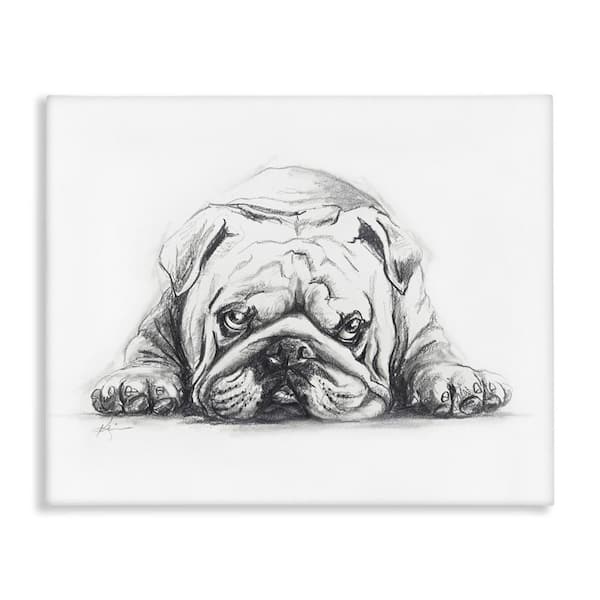 Bulldog Puppy Naptime by Lindsay Kivi Fine Art Unframed Animal Graphic Art Print 36 in. x 48 in.